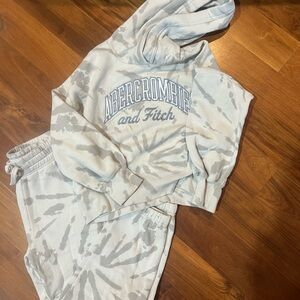 Abercrombie & Fitch Light Gray Tie-Dye Hoodie and Joggers